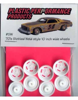 1970's 5 slot Weld-style wheels (molded white) (set of 4 with inner wheels) 1/25