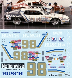 1986 #98 Dale Jarrett "Busch" Pontiac 2 + 2  Decals (1/24)
