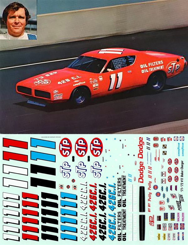 #11 Buddy Baker STP Petty Dodge 1971 1/64th Scale Decals 