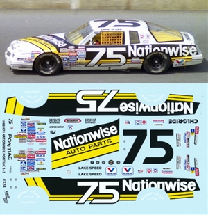 1986 #75 Lake Speed "Nationwise" Pontiac 2 + 2  Decals (1/24)