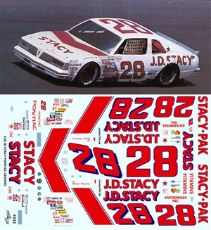 1982  #28 JD Stacy Pontiac Lemans Benny Parsons Decal (1/25)