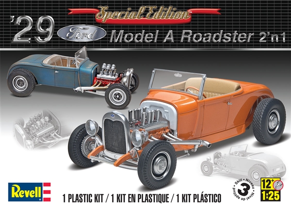 1929 FORD MODEL A ROADSTER REVELL 1:25 SCALE 2-N-1 PLASTIC MODEL CAR KIT 