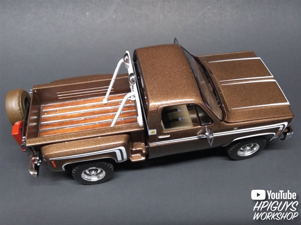 1976 Chevy Sport Pickup Truck 1/24 stepside bed box tailgate chrome bumper model 