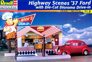 1937 Ford Sedan Street Rod "Rt. 66" with "Nick's Drive-In" Diorama