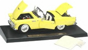 1955 FORD THUNDERBIRD - MEADOW YELLOW/WHITE REMOVABLE TOP - 1999 RELEASE(1/18) Rare Diecast  (fs)