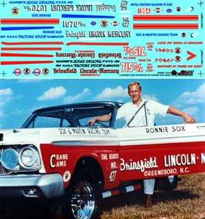 Sox & Martin 1964 Comet White & The Red White and Blue Car  Decal (1/25)