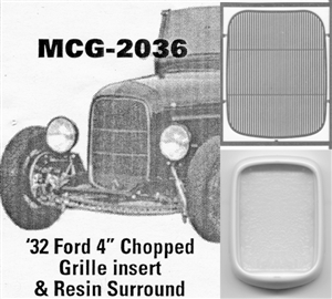 '32 Ford 4" Chopped  Grille: includes resin grille surround shell (1/24 and 1/25) <br><span style="color: rgb(255, 0, 0);">Back in Stock</span>