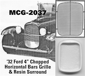 '32 Ford 4" Chopped  Grille horizontal bars: includes resin grille surround