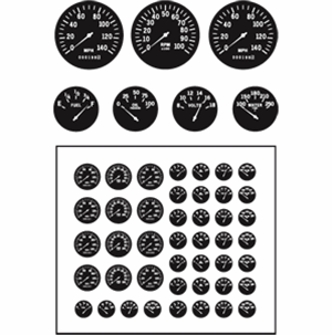 Modern Style Gauge Faces: clear letters on black background