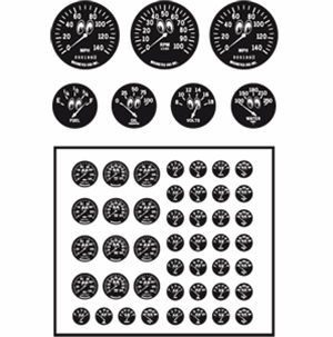 Moon-Eyes Style Gauge Faces: clear letters on black background