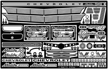 1965 EL CAMINO and CHEVELLE GAUGE FACES for 1/25 scale AMT and REVELL KITS